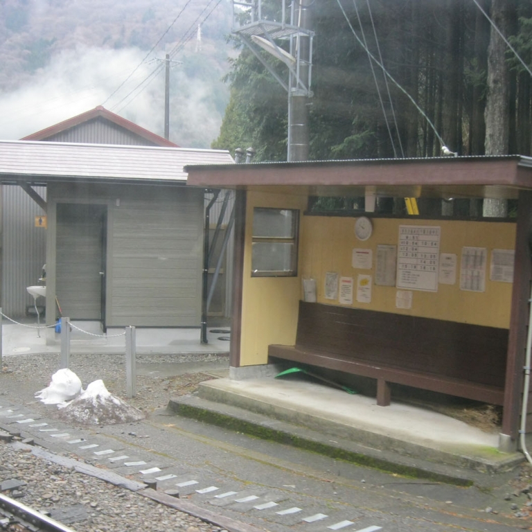 Полустанок на линии ОикаваТэцудо, напоминающей детскую железную дорогу; Сидзуока